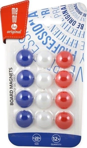 Magnetë për tabelë MemoBe MAGNETS, 20mm, set 12 copë, shumëngjyrëshe