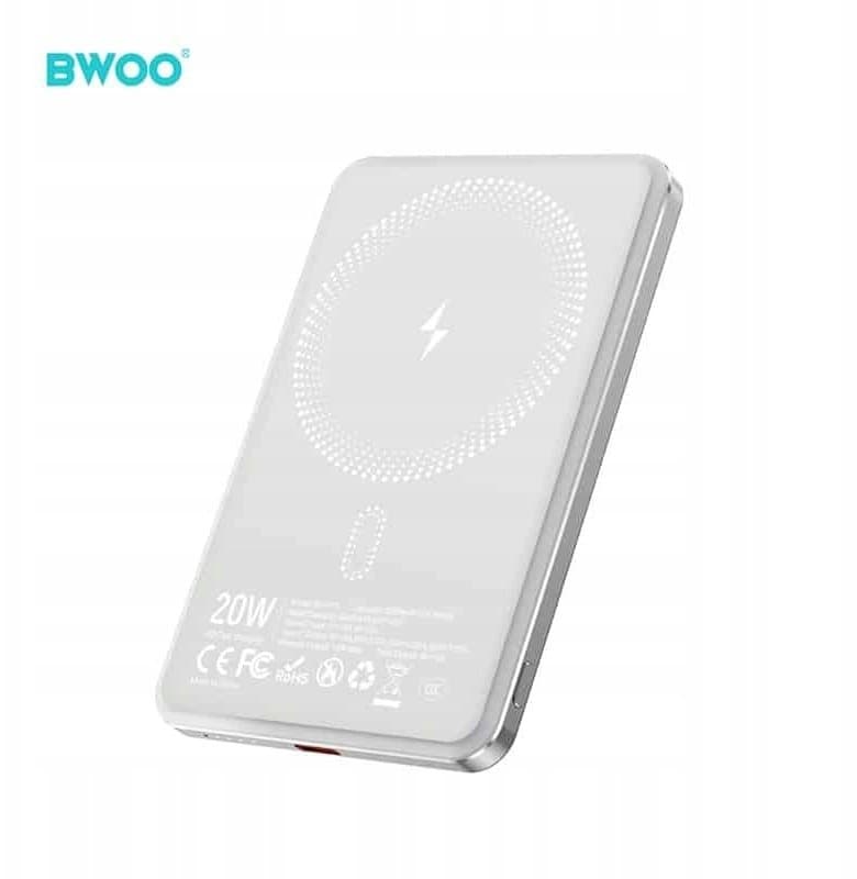 Karikues portativ BWOO P79, 5000mAh, 20W magnetik, gri e çelët