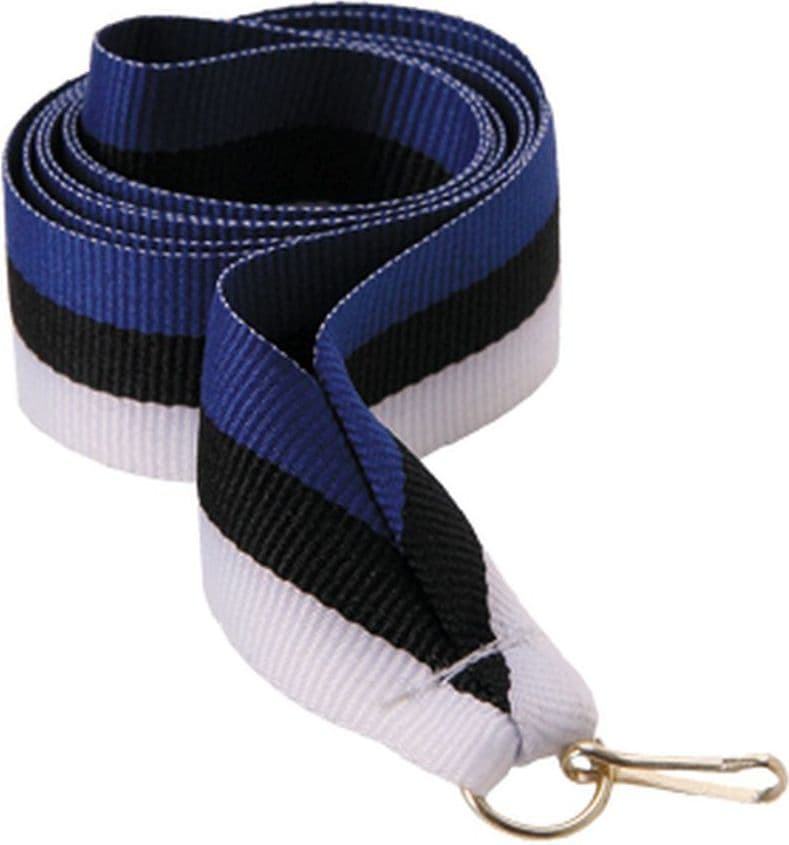 Shirit për medalje Victoria Sport, 11mm, i kaltër / bardhë / zi