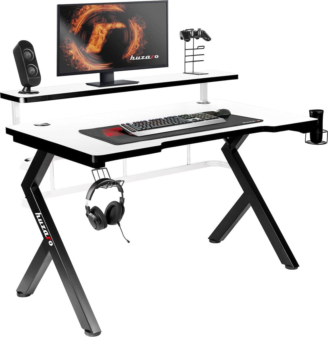 Tavolinë gaming HZ Hero 5.0, për kompjuter, e bardhë