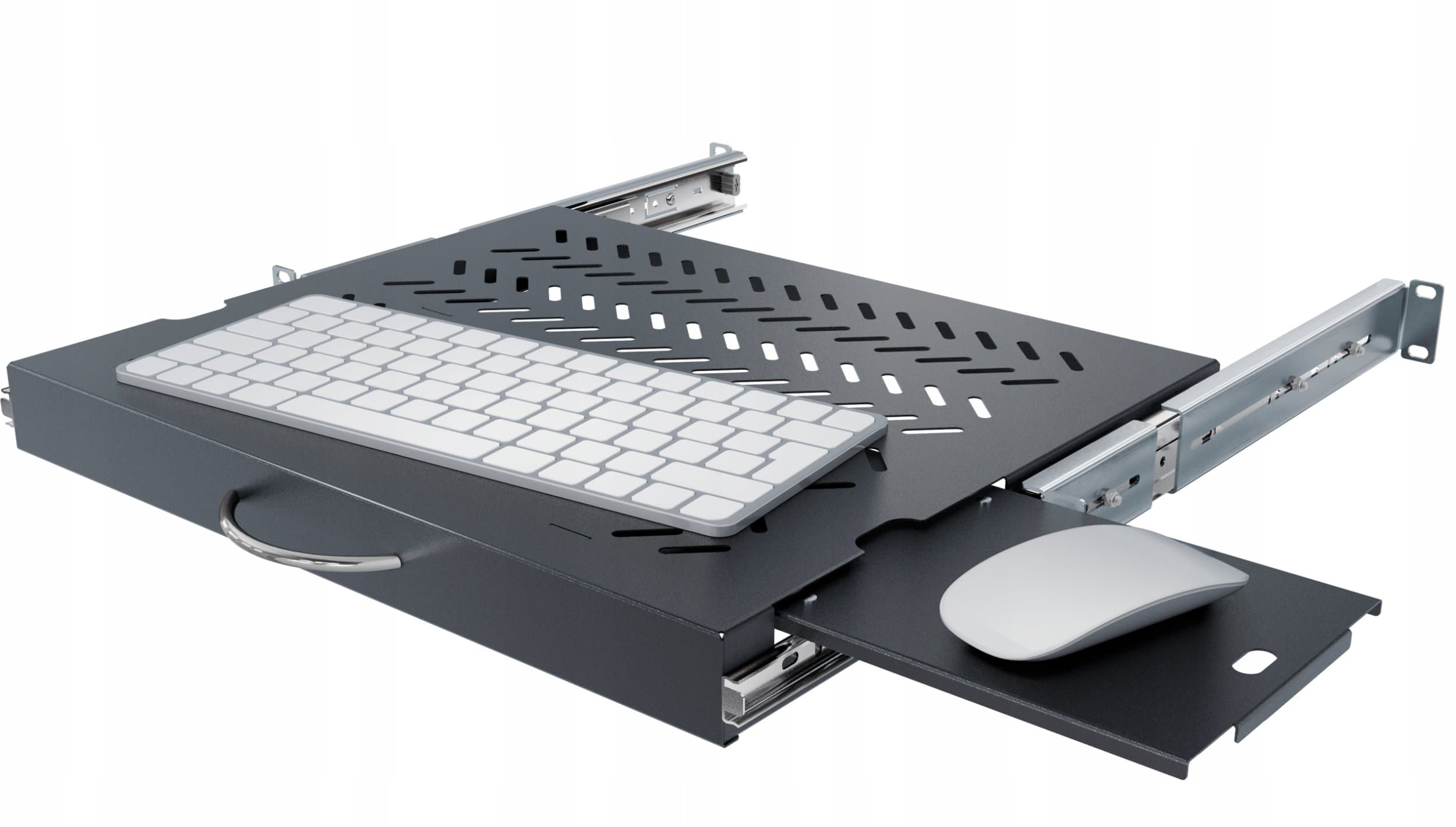 Raft tërheqës për tastierë dhe maus STALFLEX RSR F2 19 1U 350B KM, për kabinet RACK 19", i zi