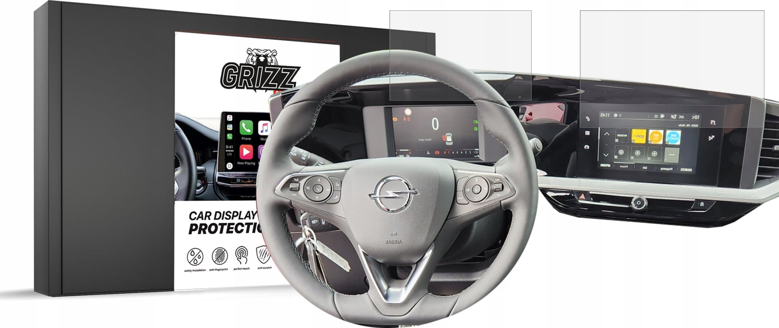 Folie mbrojtëse ekran GRIZZ 2in1 Anti-Fingerprint për Opel Mokka 2, 7", mat, transparente