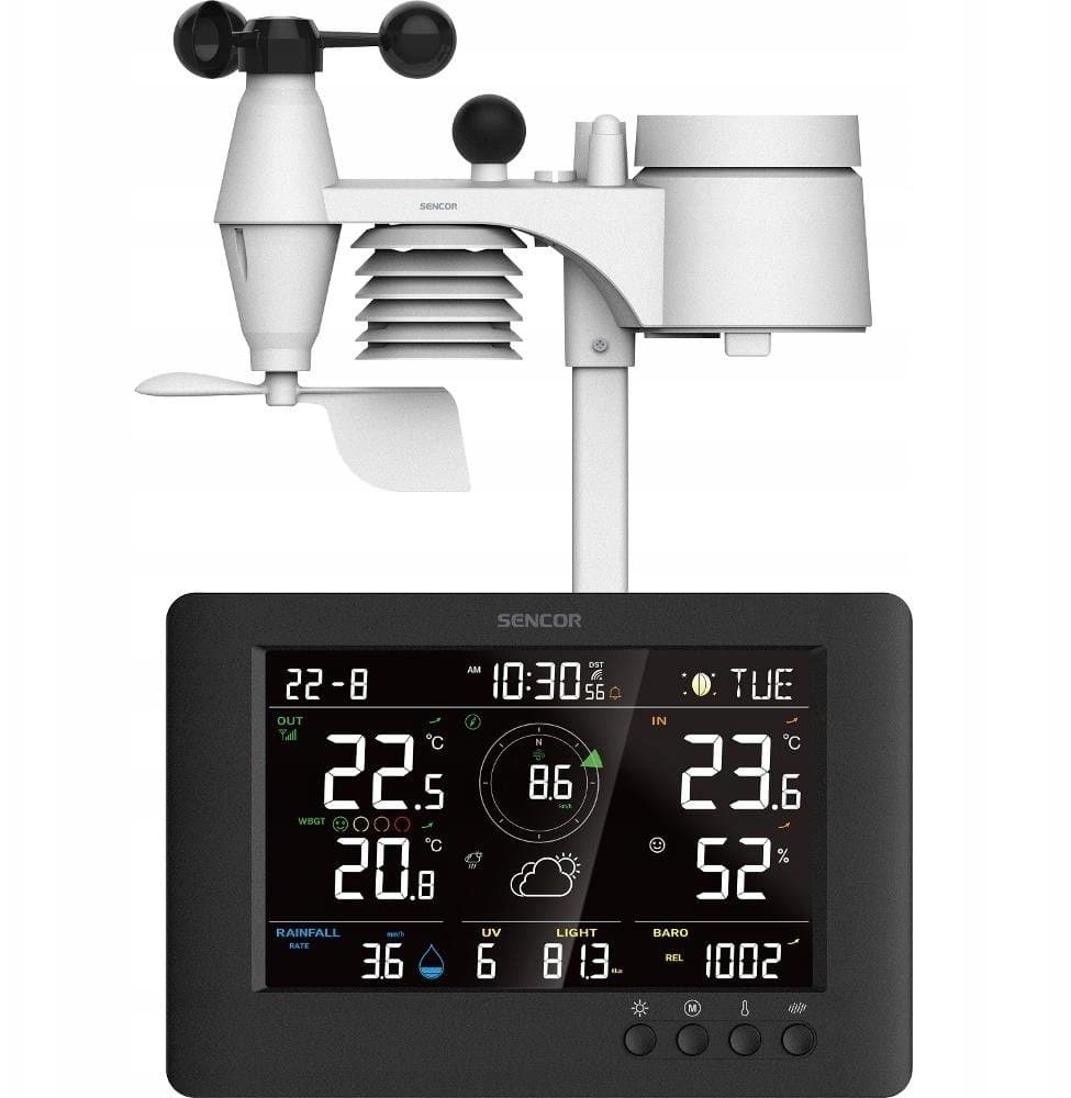 Stacion meteorologjik Sencor SWS 9500, ekran me ngjyra 5.7", pa tela, i zi