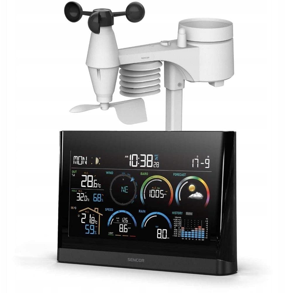 Stacion moti Sencor SWS 11000, ekran LCD me ngjyra, sensor radio, i zi