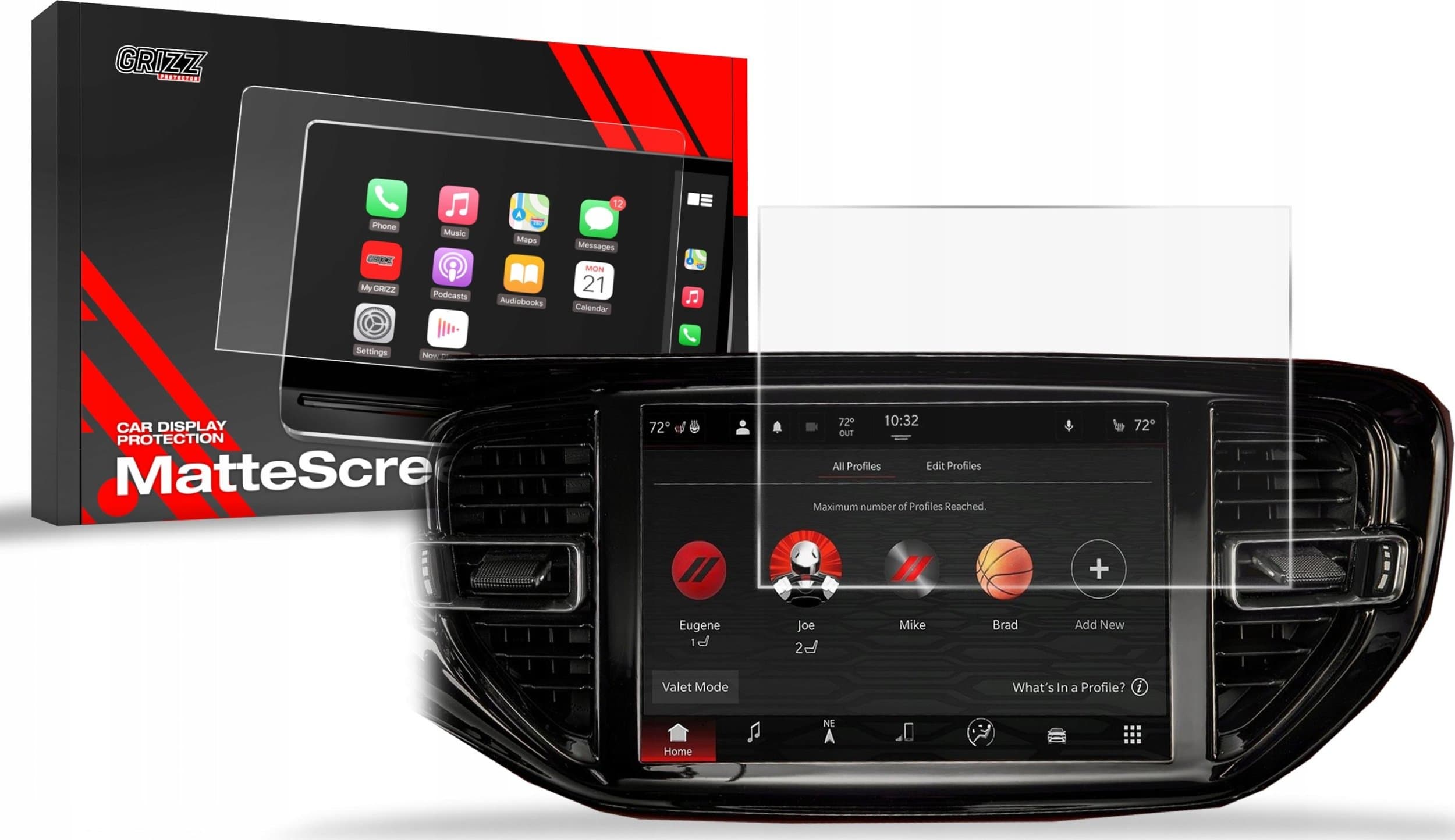 Filmi mbrojtës ekrani GRIZZ MatteScreen për Dodge Durango 10", mat, kundër gjurmëve të gishtërinjve