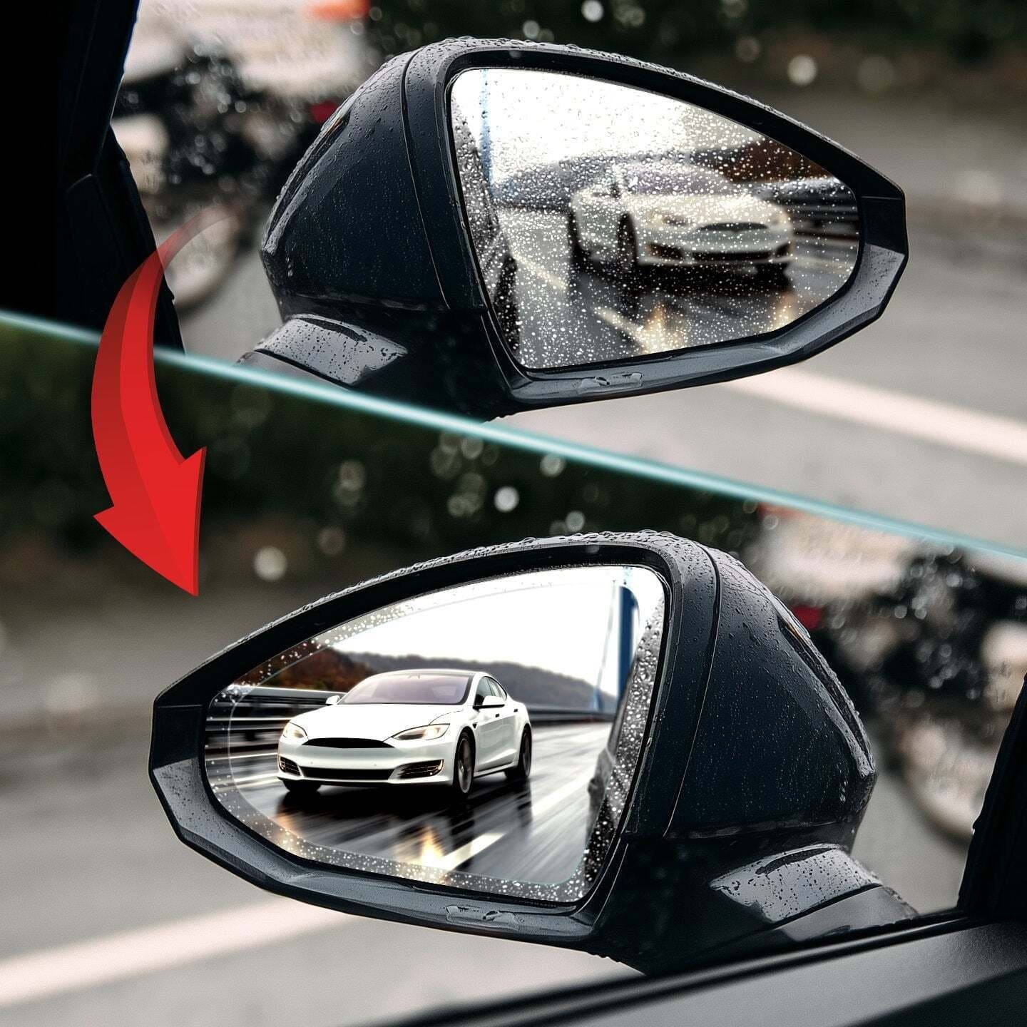 Film mbrojtës pasqyrash GrizzProtector për BAIC BEIJING 5, rezistent ndaj shiut, set universal, transparent