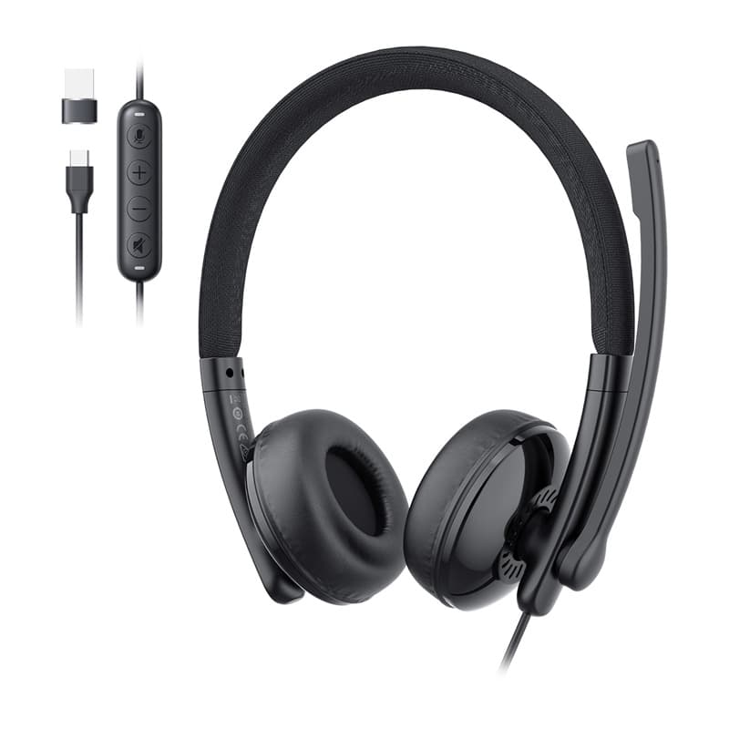 Kufje EMEET GeniusCall HS50, USB C, mikrofon me anulim zhurme, të zeza