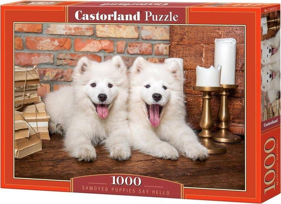 Puzzle Castorland Samoyed Puppies Say Hello, 1000 pjesë, shumëngjyrësh