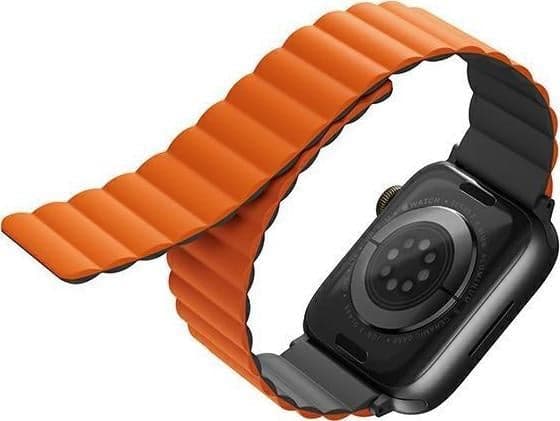 Rrip ore Uniq Revix Reversible Magnetic, për Apple Watch 45/44/42 mm, silikoni, gri portokalli