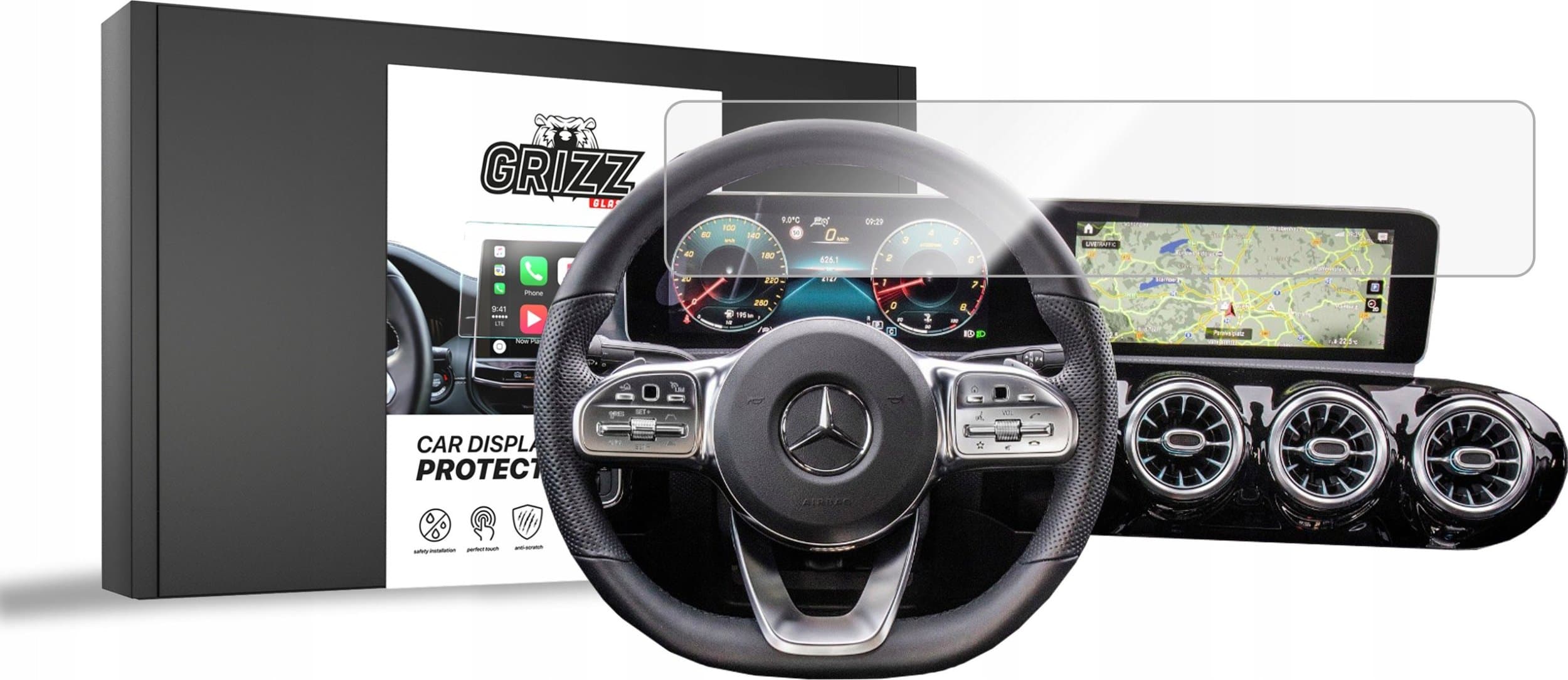 Mbulesë ekran keramik GRIZZ për Mercedes AMG CLA A45 2019-2025, rezistente ndaj gërvishtjeve, transparencë e lartë