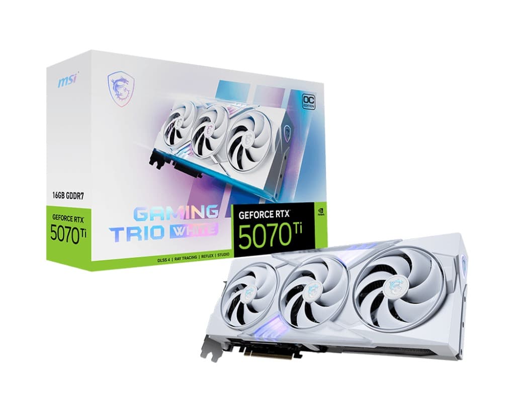 Kartelë grafike MSI GeForce RTX 5070 Ti GAMING TRIO OC, 16GB GDDR7, e bardhë