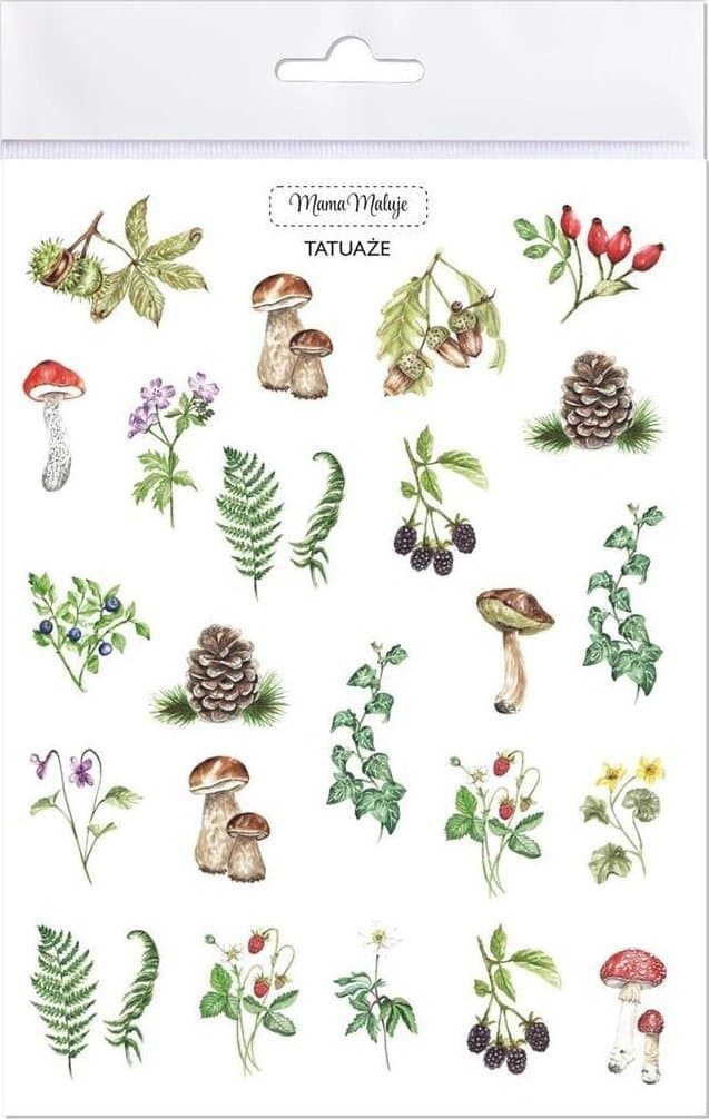 Tatuazhe të larshme Mama Maluje Forest Botanical, set dekorativ, shumëngjyrëshe