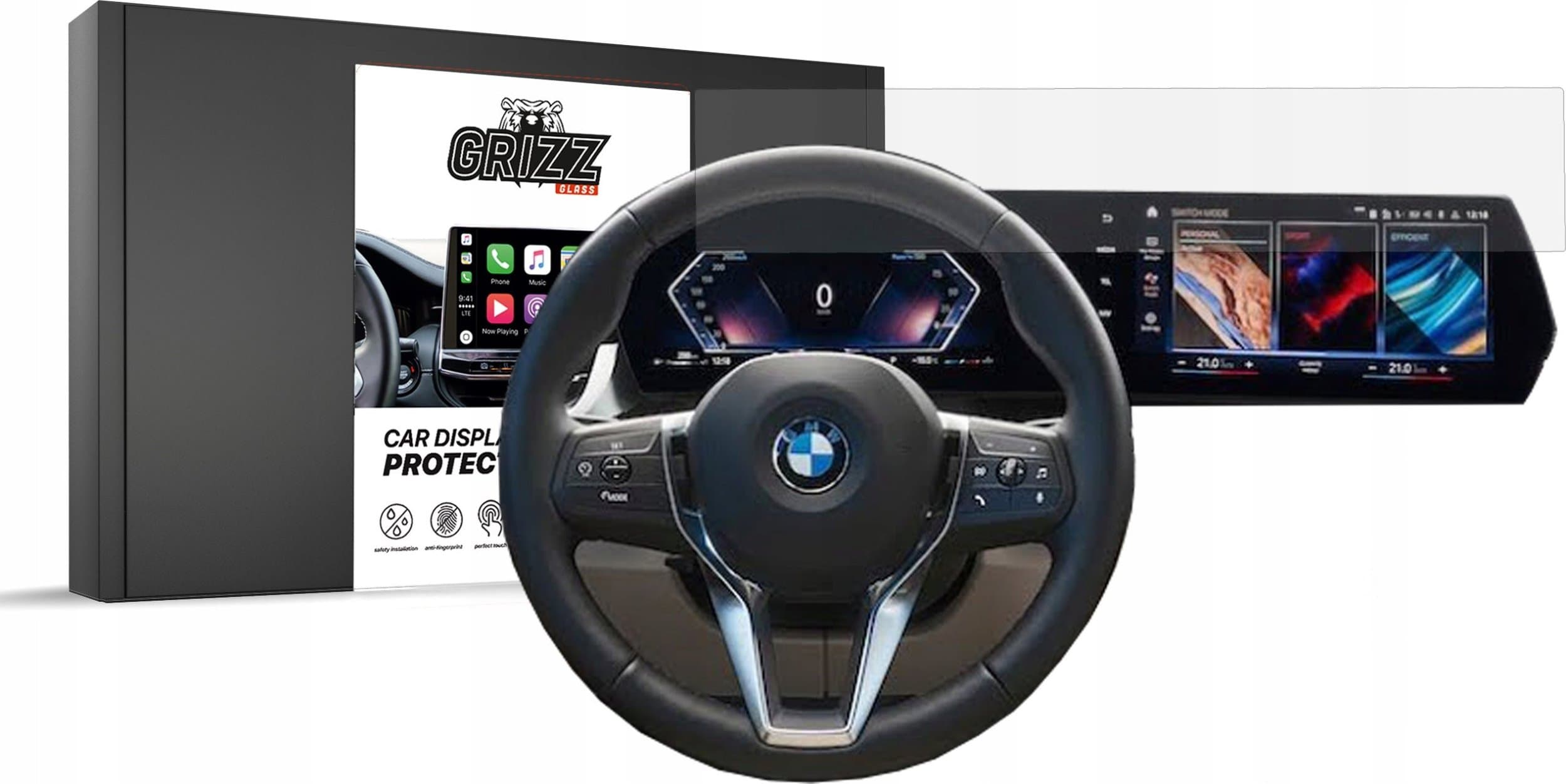 Film mbrojtës GRIZZ MatteScreen për ekran makine BMW X1 U11 2023–2025, anti-shenjë gishti, mat, transparent