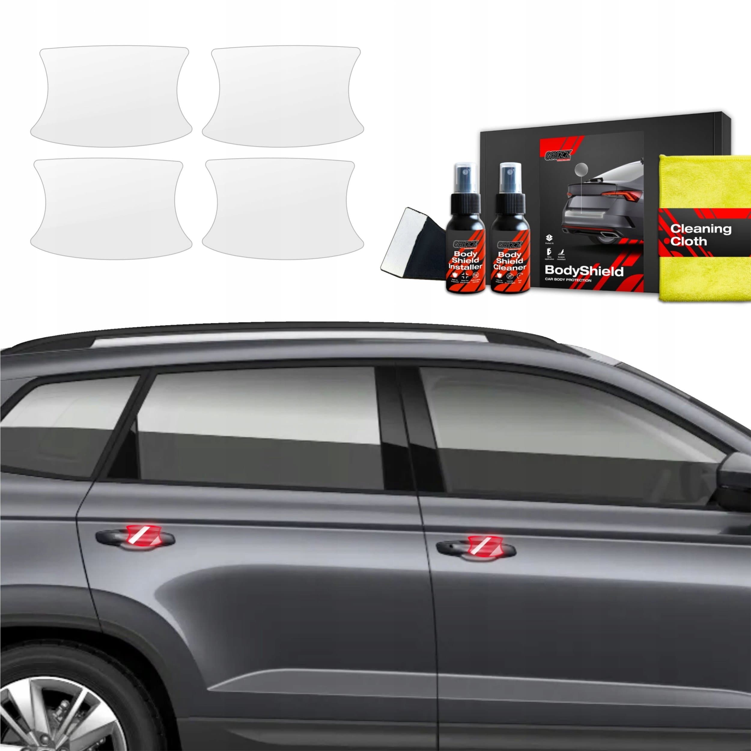 Folie mbrojtëse doreze dere Skoda Karoq, 4 copë, transparente, 2022-2026