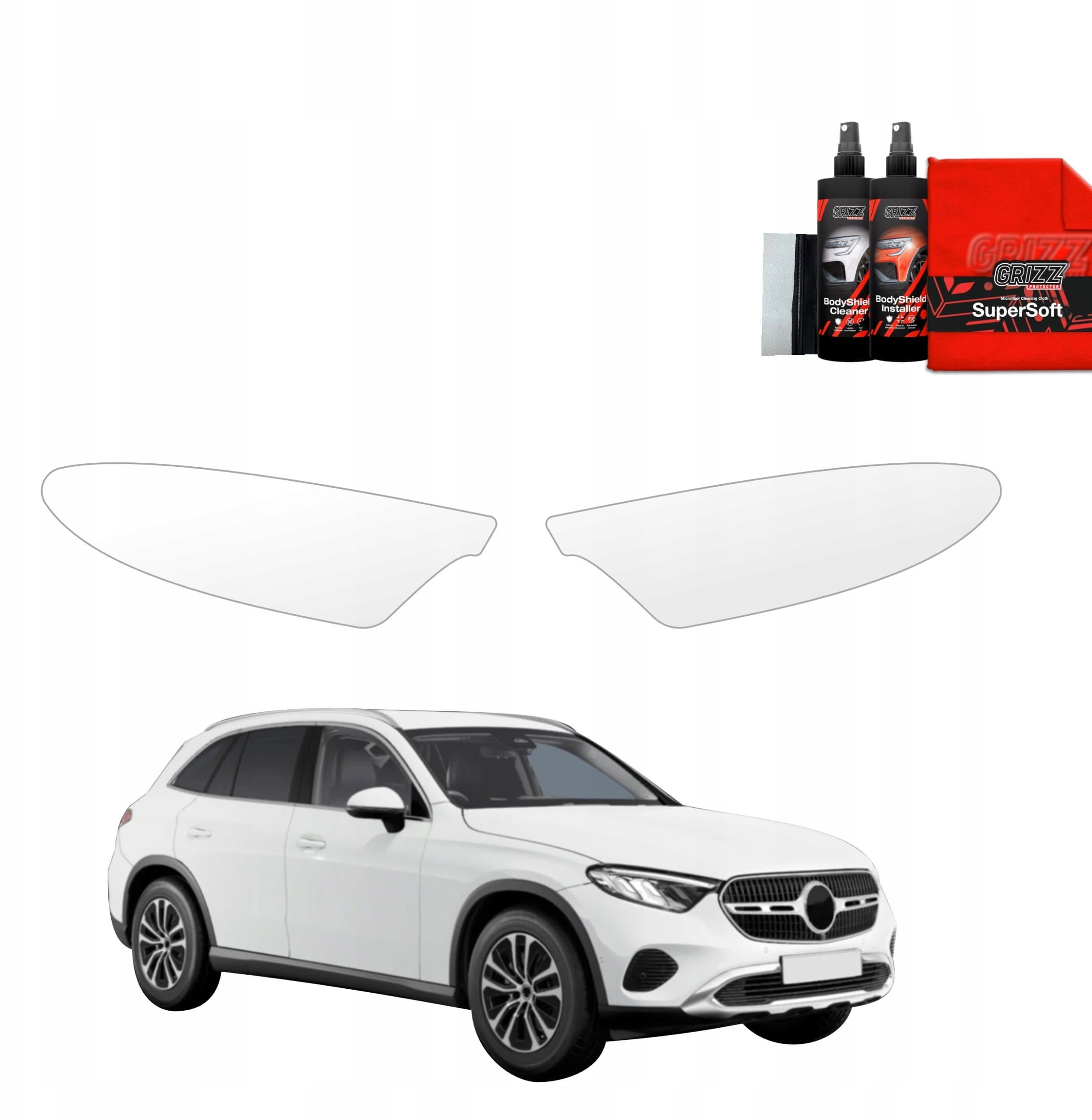 Folie mbrojtëse fenerësh GrizzGlass BodyShield, Mercedes GLC Wagon 2025, set 2in1, transparente