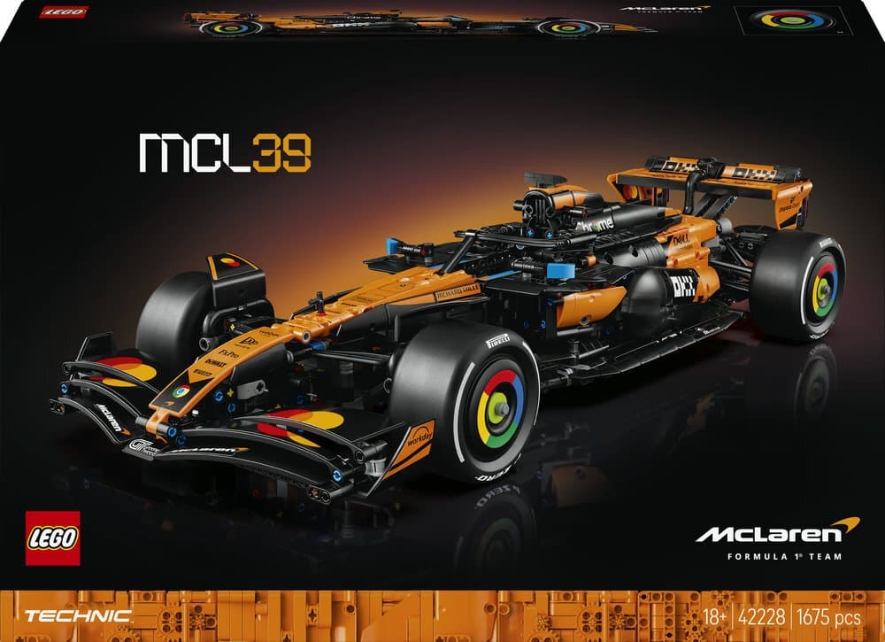 Set LEGO Technic McLaren MCL39 F1 Car, model ndërtimi për të rritur, portokalli e zezë