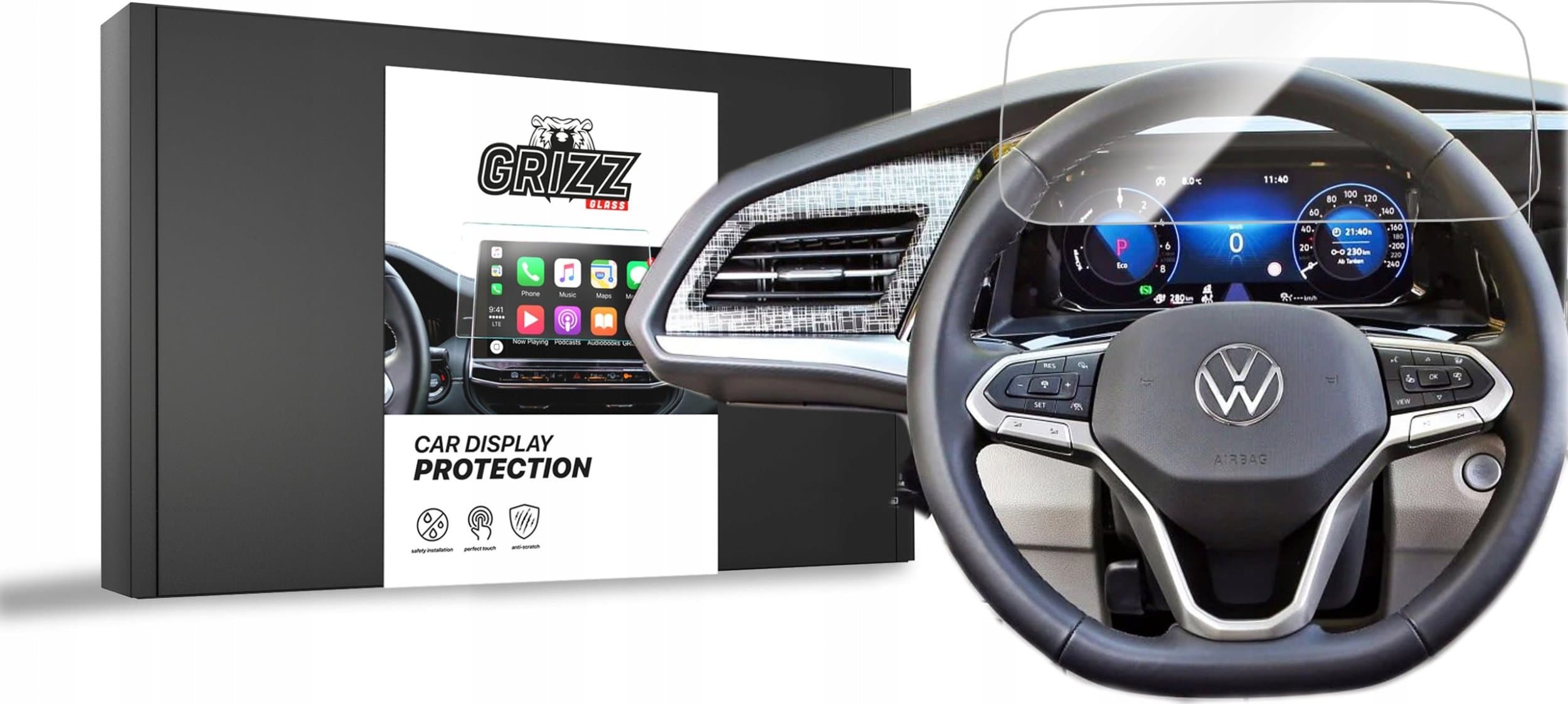 Mbrojtëse ekrani qeramike GRIZZ për Volkswagen Multivan 4 Virtual Cockpit 10.25", transparente