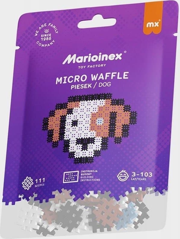 Lodër ndërtimi Marioinex Micro Waffle Puppy, 111 pjesë, shumëngjyrëshe