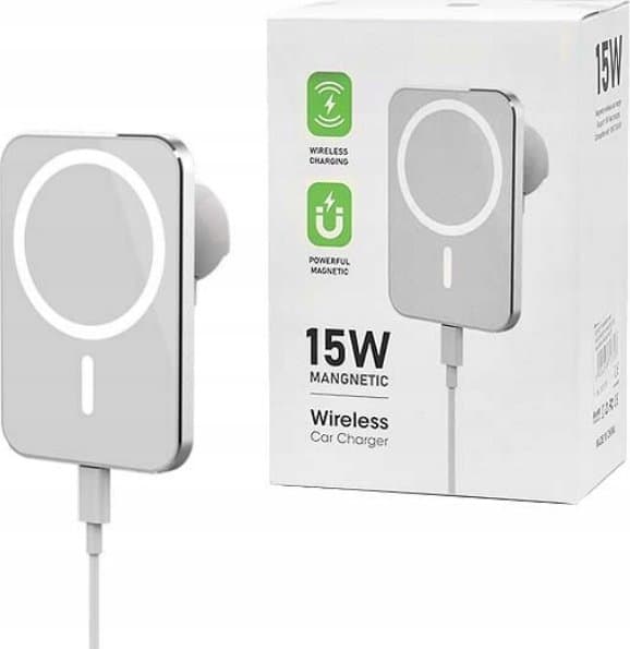 Mbajtës makinë me karikues wireless MagSafe 15W, magnetik, i bardhë