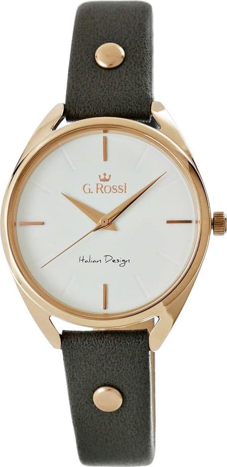 Orë dore për femra G.Rossi 12191A2-3B4, quartz, rrip lëkure gri, rozë e artë
