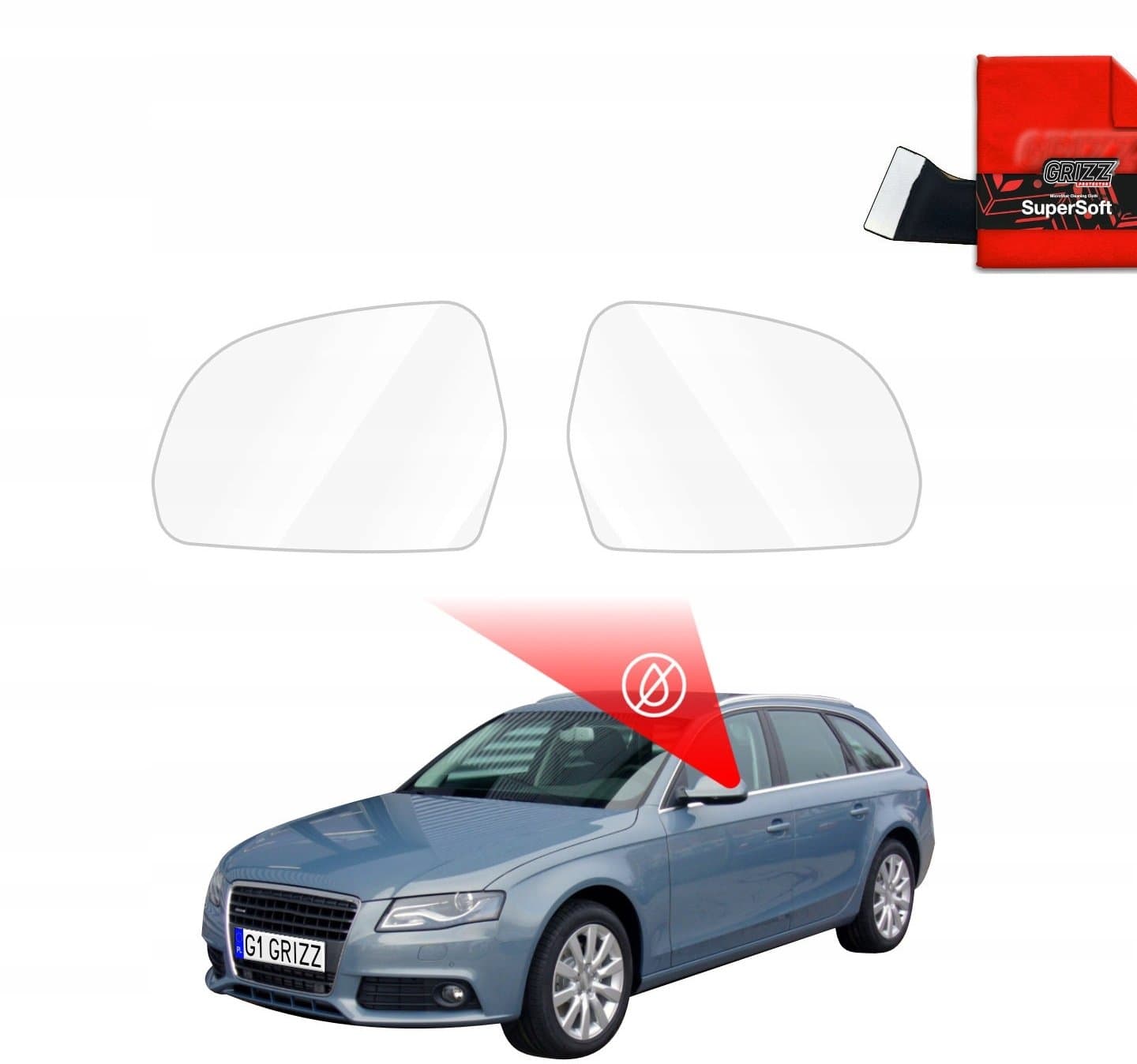 Folie mbrojtëse pasqyrash GRIZZ ZeroDrop, për Audi A4 B8 Avant 2007-2011, transparente