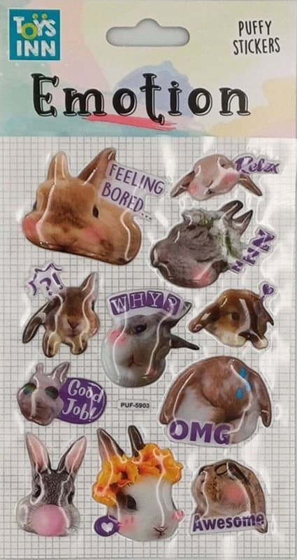 Ngjitëse dekorative Stnux Emotions Rabbits, set 10 copë, shumëngjyrëshe