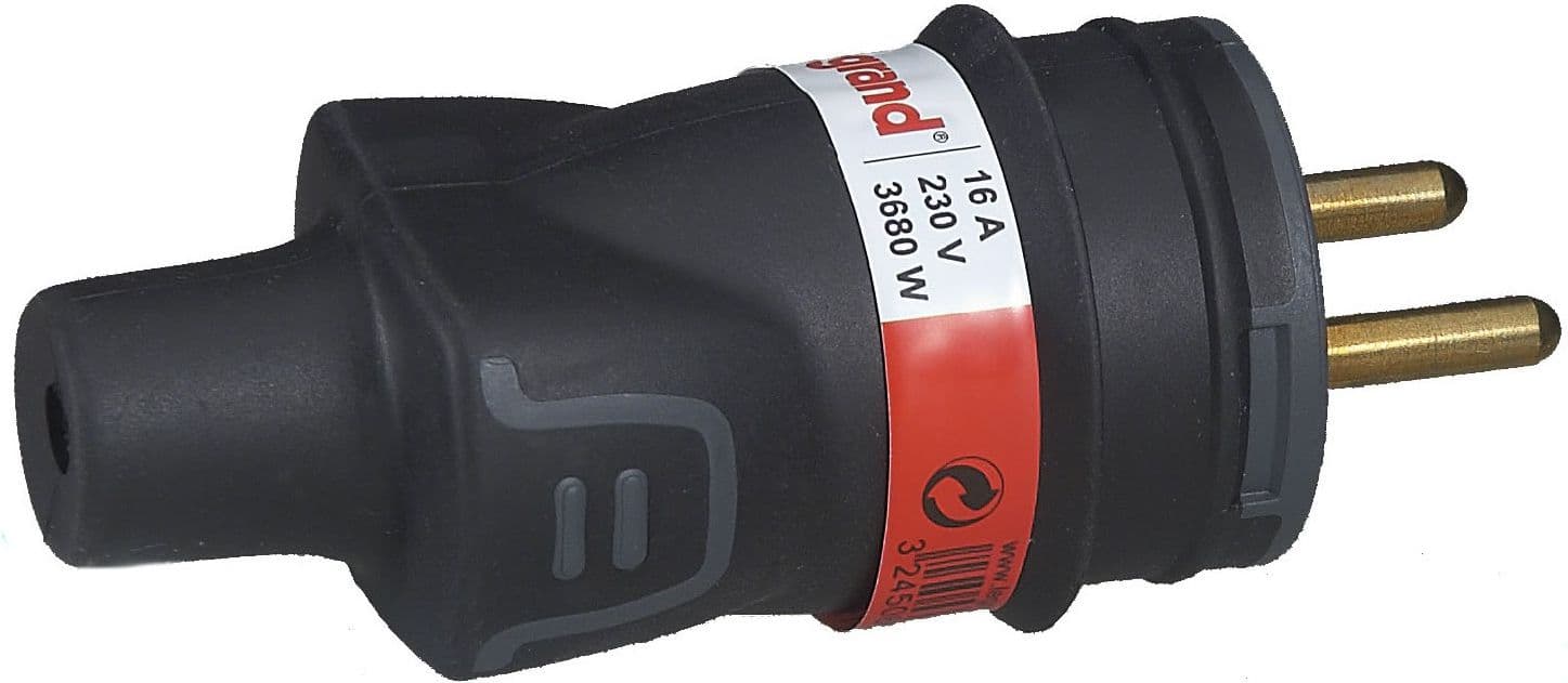 Prizë me tokëzim Legrand, 16A, 2P + Z, 230V, IP44, e zezë - 50114