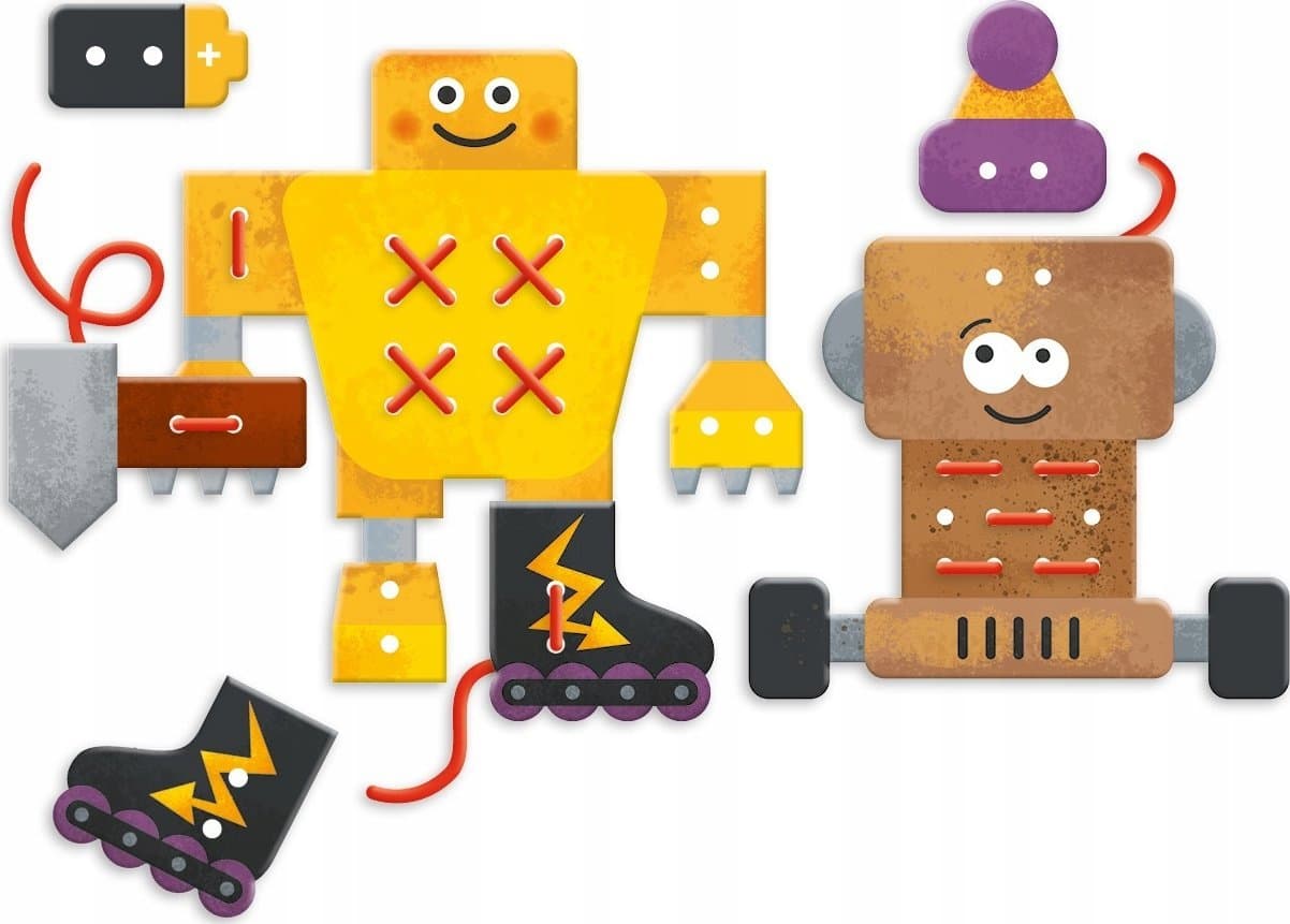 Set kreativ për fëmijë Granna Creative Robots Lacing, lojë fijesimi, edukative, shumëngjyrëshe