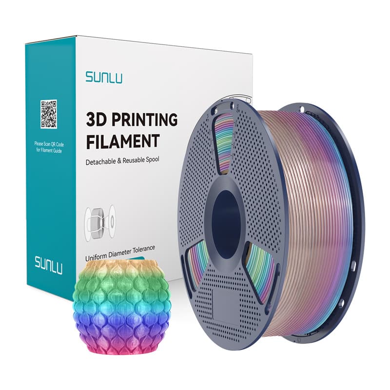 Filament 3D SUNLU PLA Transparent Rainbow 04, 1.75 mm, 1 kg, shumëngjyrësh transparent