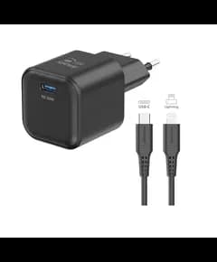 Adapter Swissten Travel Charger Gan 1X USB-C 35W Power Delivery Black + Data Cable USB-...